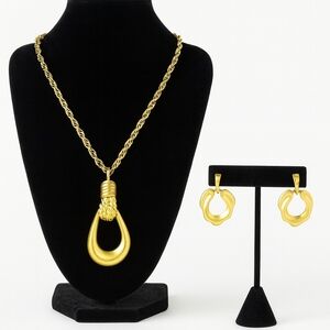 Express Gold-Tone Rope Chain Pendant Necklace & Earrings Set